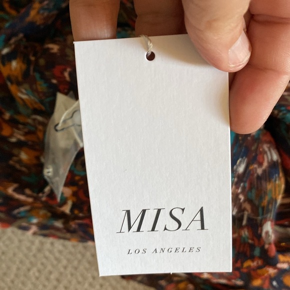 MISA Los Angeles Emogene chiffon dress in Peacock abstract pattern size medium - Picture 7 of 10